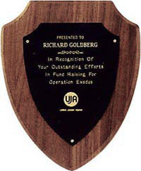 American Walnut Shield Plaques - Engraved