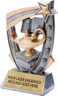 Lamp of Knowledge 5 Star 3D 6" Resin Trophy [R53D5-KN]