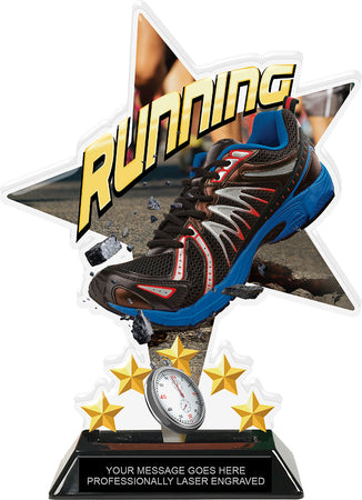 Running Shattered Star Colorix Acrylic Trophy- 8.5 inch [TACR85-STR-RUN-Q]
