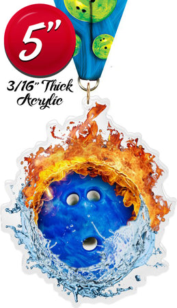 Bowling Fire & Water Colorix-M Acrylic Medal [MACR5-FW-BW-Q]