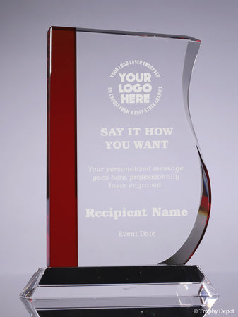 Red Wave Crystal Award - 7.5 inch [CM59RD-7]