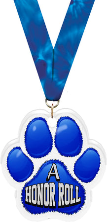 A Honor Roll Paw Acrylic Medal- 2.75 inch [MACR2-PAW-AHR-Q]