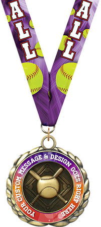 2.5" Custom Softball Wraparoundz Insert Medal [MXWZ2-SB]