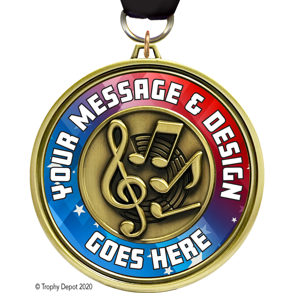 Custom 3 inch Eclipse Insert Medal - Music [MXEL1-MC]