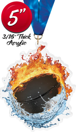 Hockey Fire & Water Colorix-M Acrylic Medal [MACR5-FW-HK-Q]