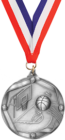 Basketball Medal- Silver [M2RE-BK-S]