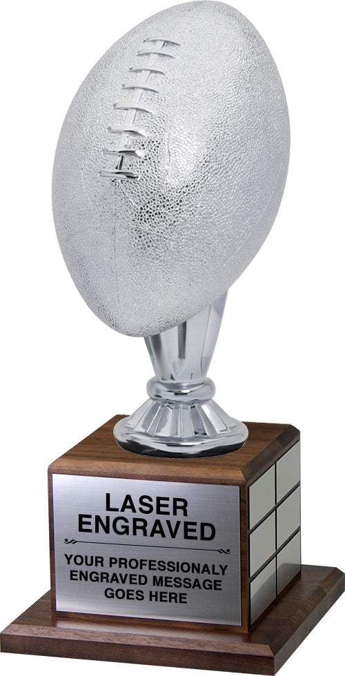 Full Size Silver Finish Football Trophy on Genuine Walnut Base [TPP1L-3206-FB]