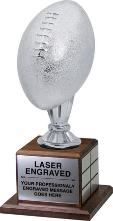 Full Size Silver Finish Football Trophy on Genuine Walnut Base [TPP1L-3206-FB]