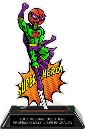 Basketball Male Super Hero Acrylic Trophy- 8 inch [TACR8-SH-BKM-Q]