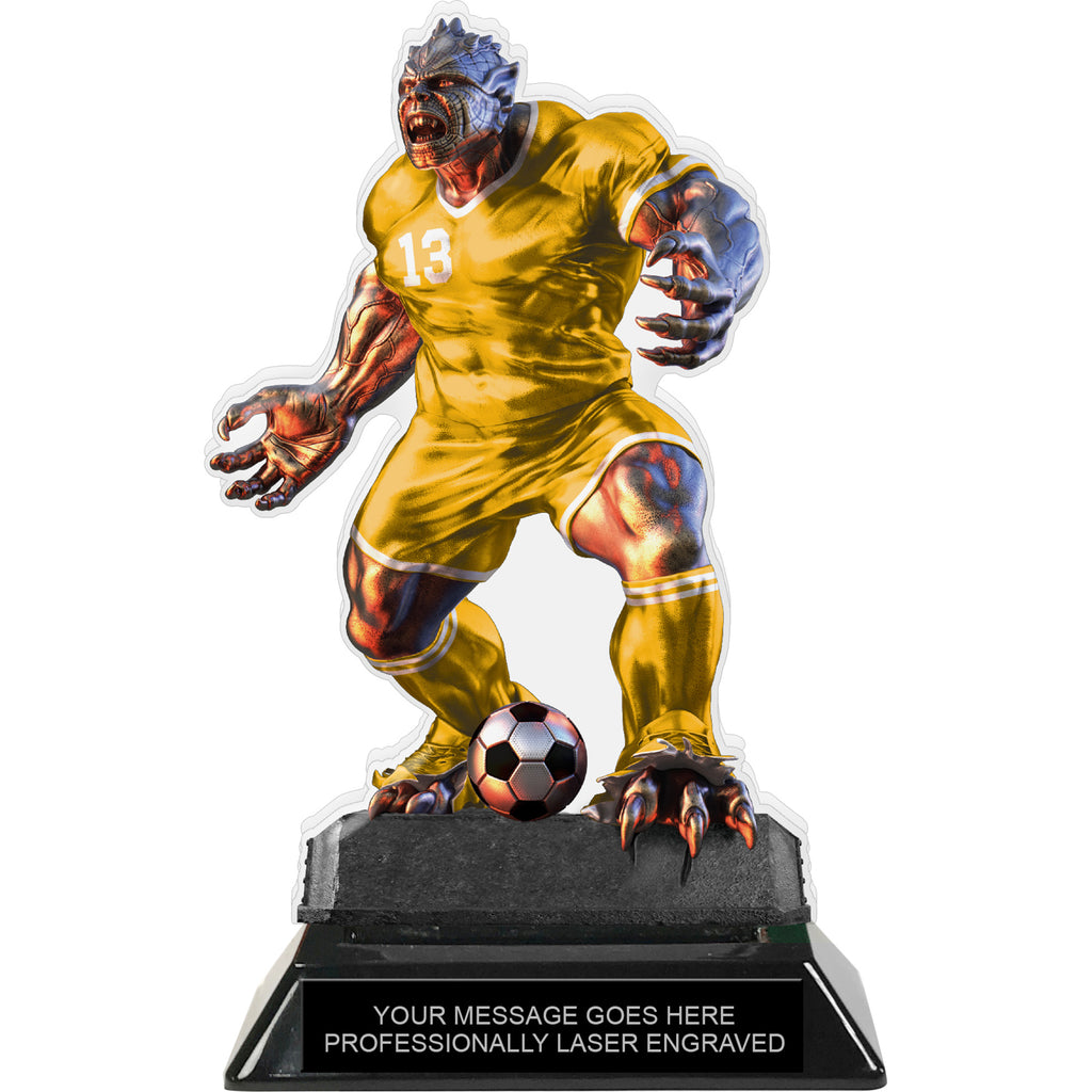 Beast Soccer Choose Your Number Acrylic Trophy - 7 inch Gold [TACR7-BST-SC-GLD-Q]