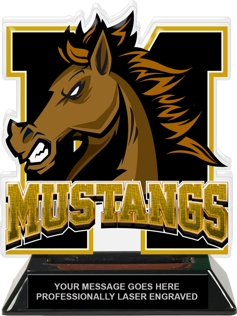 Mustangs Mascot Colorix-T Acrylic Trophy - 6.25 inch Gold [TACR6-MSCT-MSTG-GLD-Q]