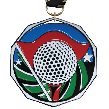 Golf Decagon Painted Medal [MDCM2-GL]