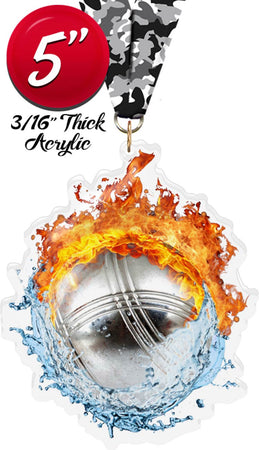 Bocce Fire & Water Colorix-M Acrylic Medal [MACR5-FW-LWNBW-Q]