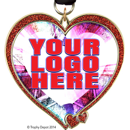 2.5" Custom Heart Insert Medal - Red Glitter - TD Exclusive! [MXHRT2-RED]