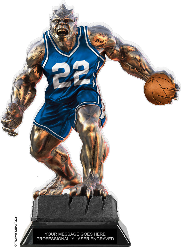 Beast Basketball Choose Your Number Acrylic Trophy - 10 inch Blue [TACR10-BST-BK-BLU-Q]