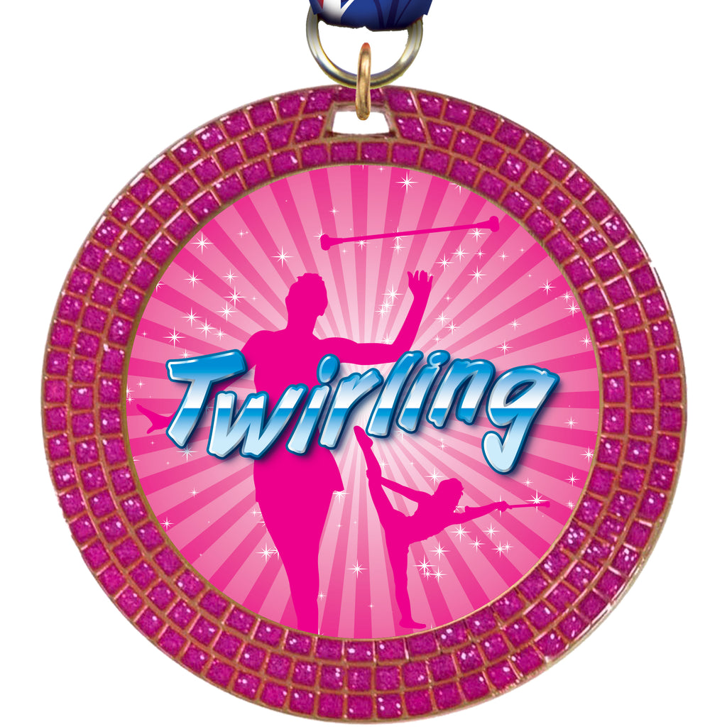 2.75" Pink Triple Sparkle 3D Dome Insert Medals [MS3GLT-PNK]