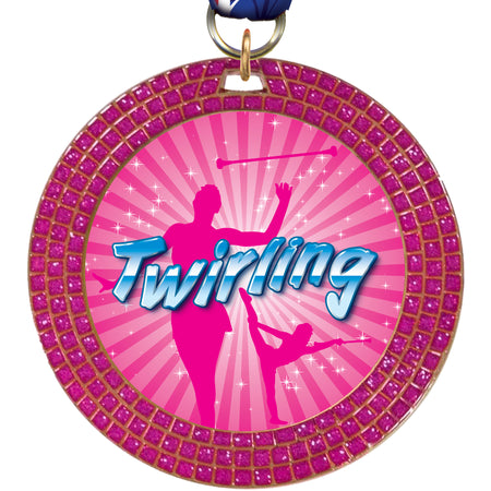 2.75" Pink Triple Sparkle 3D Dome Insert Medals [MS3GLT-PNK]