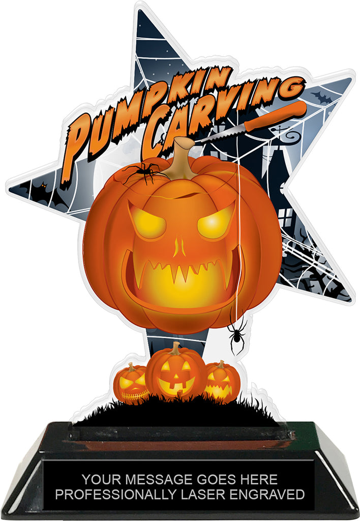 Pumpkin Carving Halloween Star Colorix Acrylic Trophy- 7 inch [TACR7-STR-HLWN-PMP-Q]