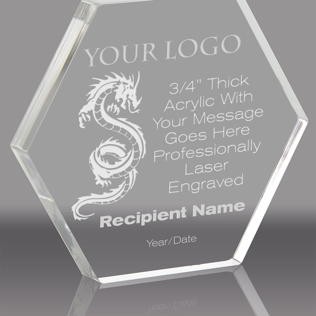Acrylic Hexagon Awards- Engraved