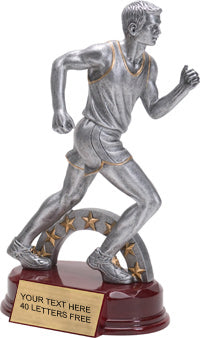 Track Pewter & Gold Resin Sculptures on Piano Finish Base- Male