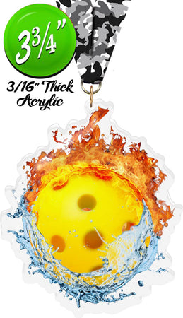 Fire & Water Pickleball Colorix-M Acrylic Medal [MACR375-FW-PKL-Q]