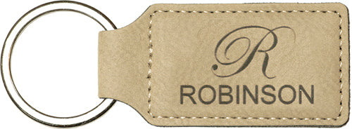Light Brown Laserable Leatherette Rectangle Keychain [KCRECT-177]