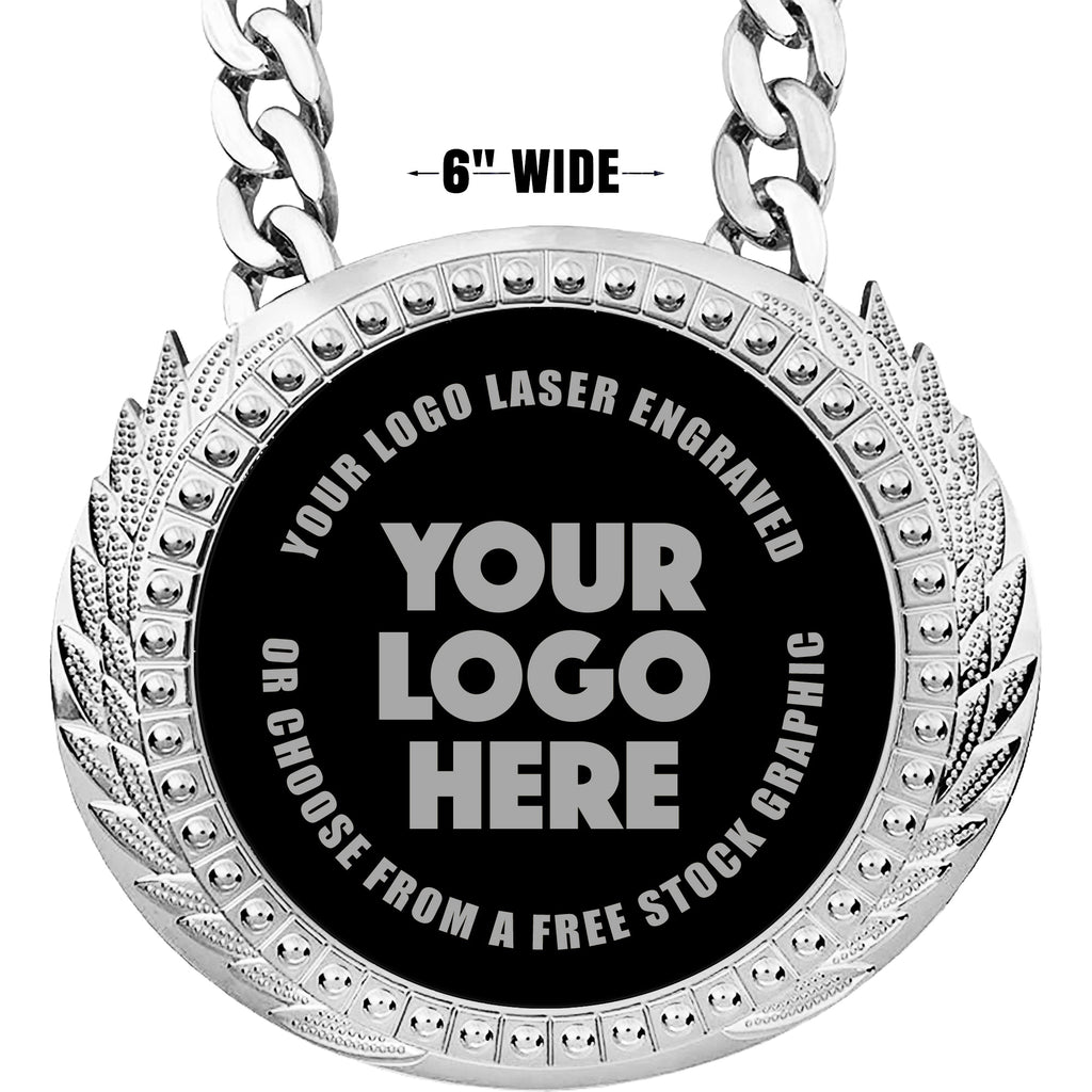 6 inch Champion Chain w/ Black Engraving Plate - Silver [CECSP-K-SLV]