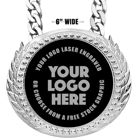 6 inch Champion Chain w/ Black Engraving Plate - Silver [CECSP-K-SLV]