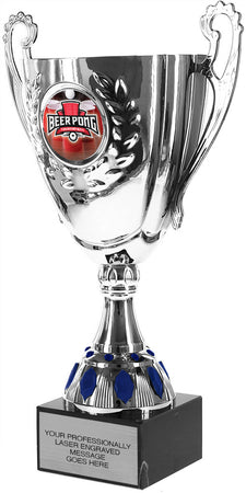 Silver Metal Cup with Insert on a Genuine Marble Base - 12.75 inch [CMM-66B-12]