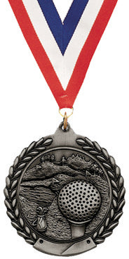 2.75 in Golf Wreath Framed Medal- Silver [M311-GL-S]