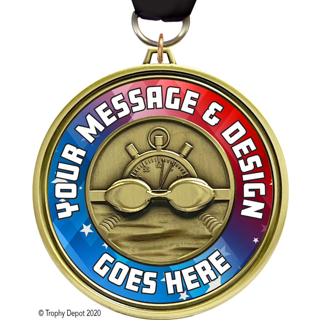 3" Custom Eclipse Insert Medal - Swimming [MXEL1-SW]