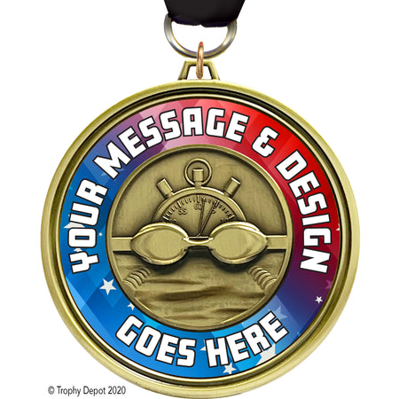Custom 3 inch Eclipse Insert Medal - Swimming [MXEL1-SW]
