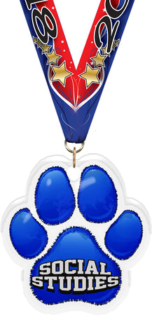 Social Studies Paw Acrylic Medal- 2.75 inch [MACR2-PAW-SS-Q]