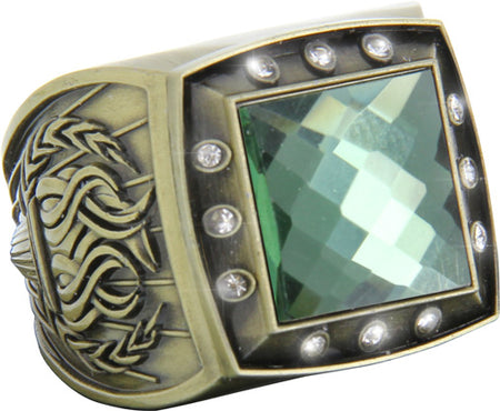 Championship Ring with Green Center Stone- Gold [RGSJ-G-12ST-GRN]