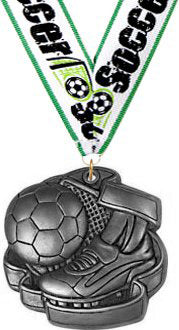 Soccer Sculpted 3D Medal- Silver [M25G-SC-S]