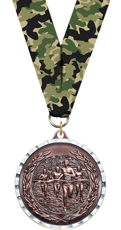 Cross Country Diecast Medal with Diamond Cut Border- Bronze [MM2DC-CC-B]