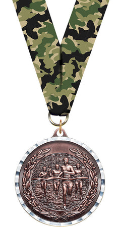 Cross Country Diecast Medal with Diamond Cut Border- Bronze [MM2DC-CC-B]