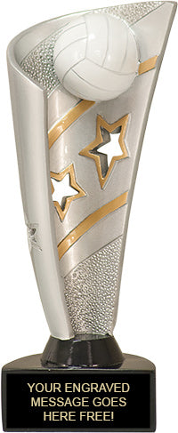 Volleyball Banner Resin 3D Sport Trophy - 8.25 inch [RJBAN8-VB]