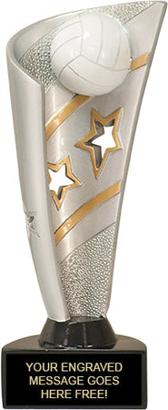 Volleyball Banner Resin 3D Sport Trophy - 8.25 inch [RJBAN8-VB]