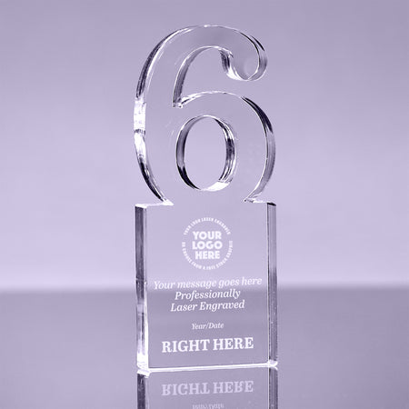 Number 6 Acrylic Award - 6 inch [ATNM-6-6-Q]