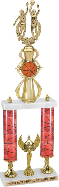 Basketball Sport Color Riser Two-Post Trophy [T2PCSR30-BK]
