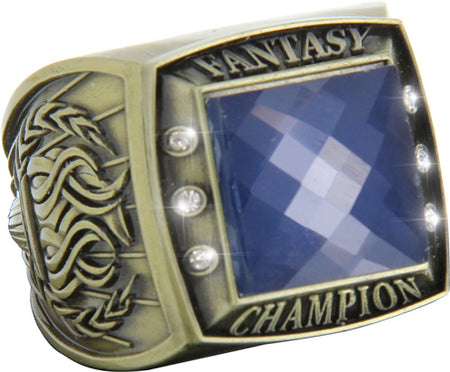 Fantasy Championship Ring with Blue Center Stone- Gold [RGSJ-G-FANCH-BLU]