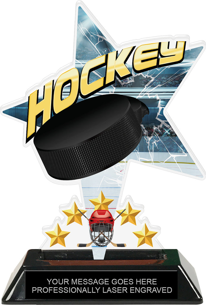 Hockey Shattered Star Colorix Acrylic Trophy- 7 inch [TACR7-STR-HK-Q]