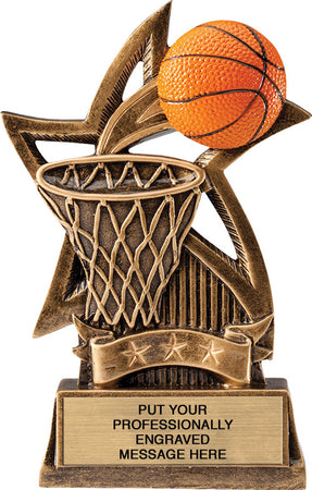 Basketball Sweeping Star - 6" Trophy [RM16STR-BK]