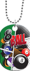Billiards 8-Ball Comic Style Monster Dog Tag [DTXL-BL]