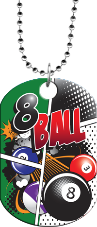 Billiards 8-Ball Comic Style Monster Dog Tag [DTXL-BL]