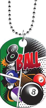 Billiards 8-Ball Comic Style Monster Dog Tag [DTXL-BL]
