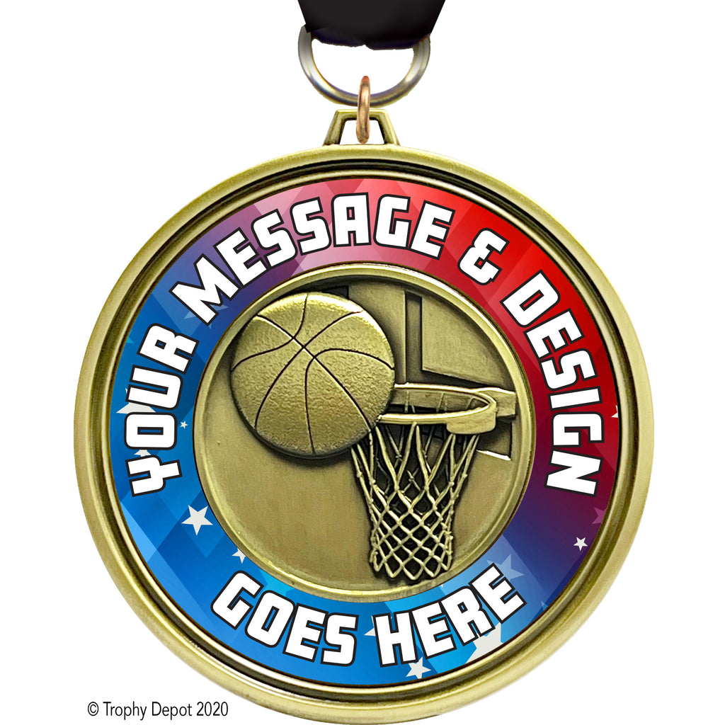 Custom 3 inch Eclipse Insert Medal - Basketball [MXEL1-BK]