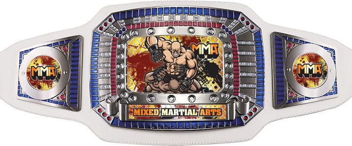 MMA Champion Award Belt- White & Silver [CAB-52-WHT-MMA]