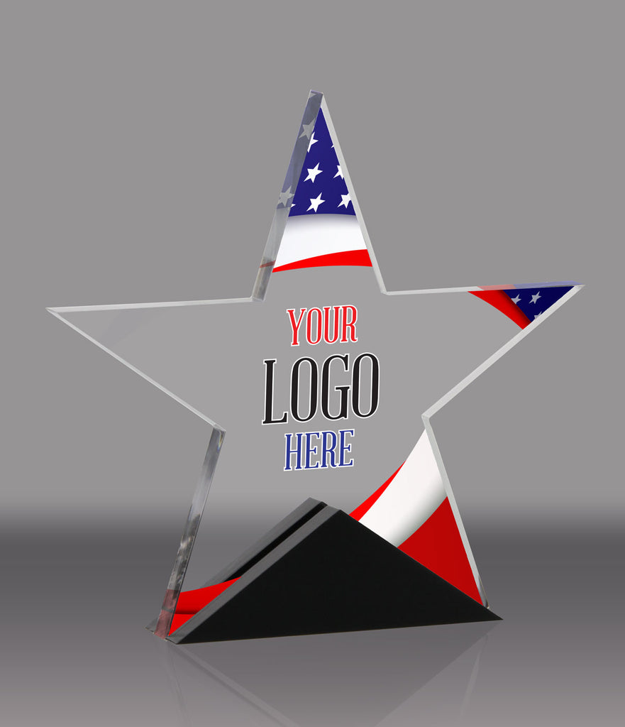 Acrylic Star with Black Accents - 6.5 inch [ATSTRI-6-FC-Q]